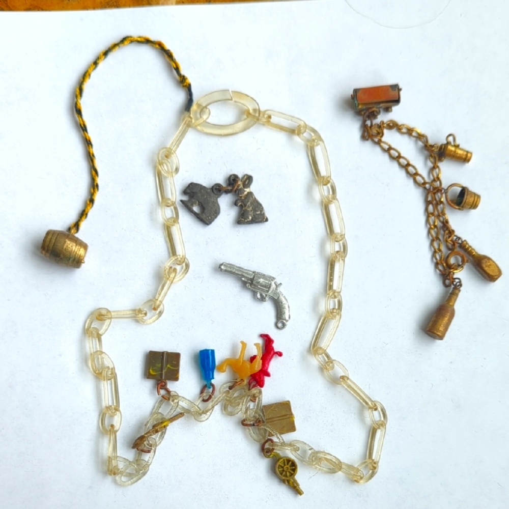Vintage Cracker Jack Charms,  Necklace with Assorted Charms